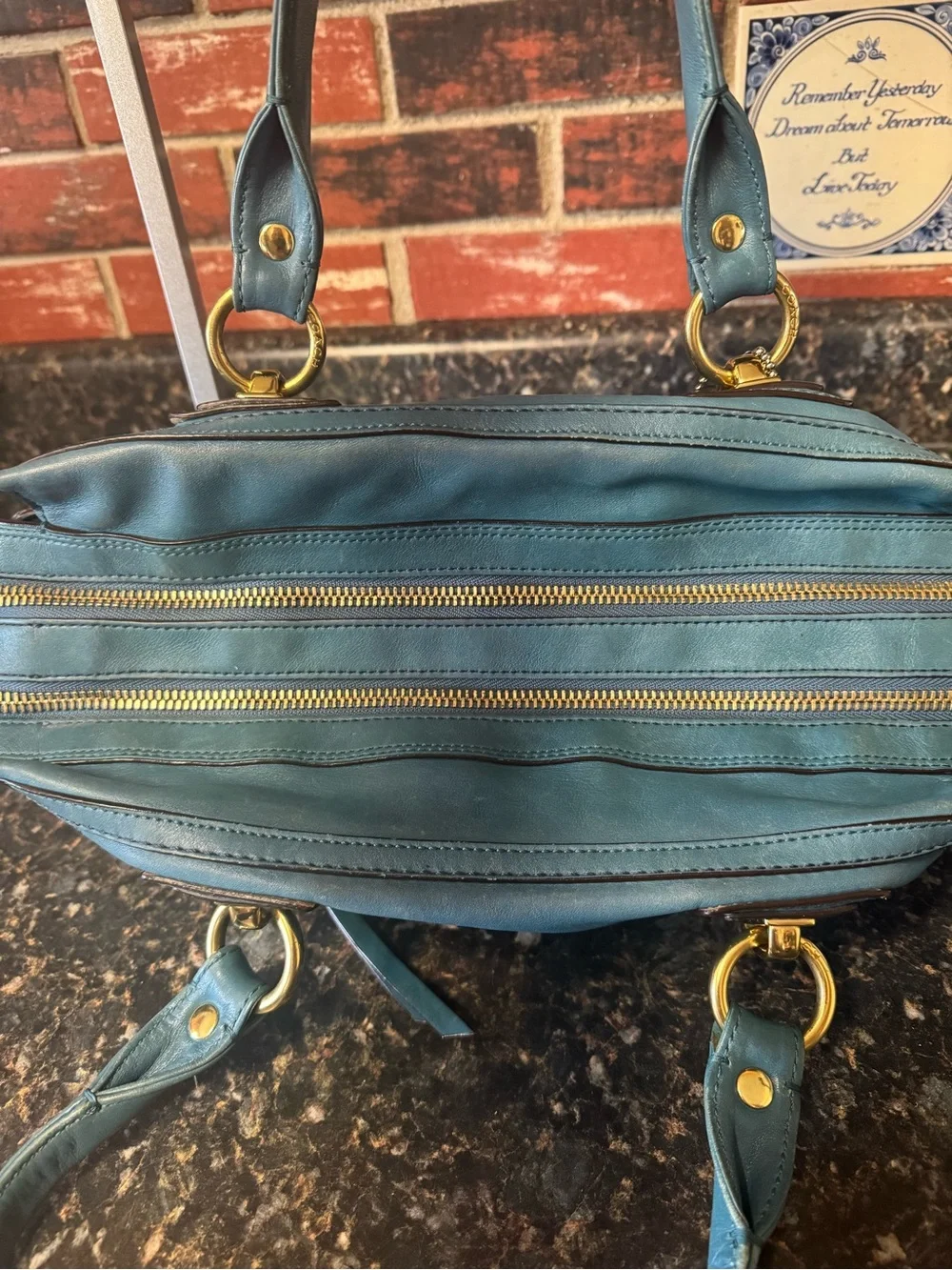 Coach Hamptons Lindsay Satchel 12475 Teal Leather 2008 Rare Y2K